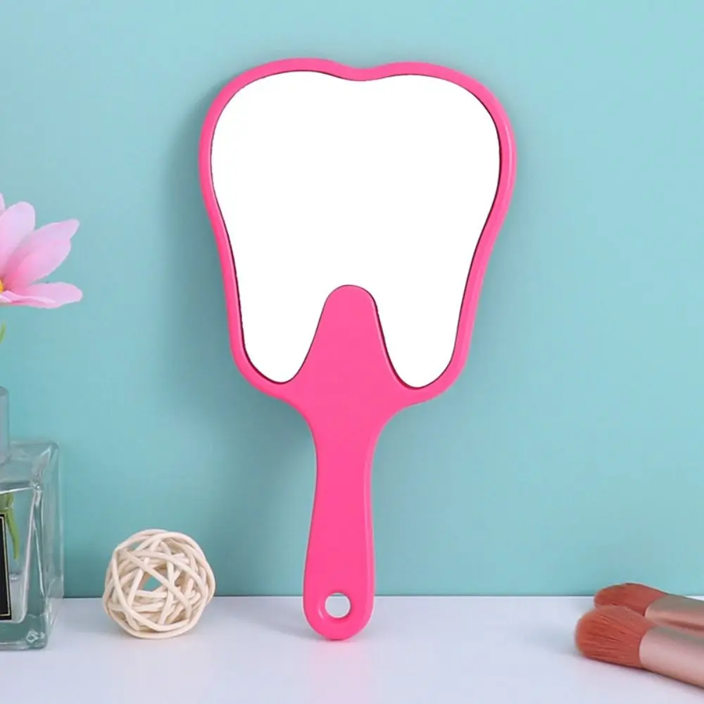 Multicolor Plastic Tooth-shaped Mirror Mini High-definition Handheld Sector Mirror Lightweight Portable Makeup Mirror Home Decor