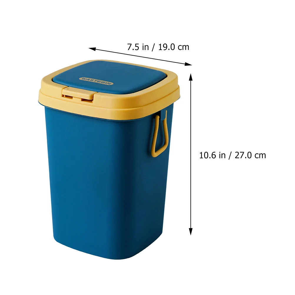 

Small Trash Can Lid Kitchen Garbage Push PP Home Household Waste Container Bathroom Office Suitable Practical