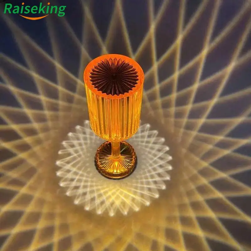 New Design Home Decoration Acrylic Transparent Crystal Rechargeable Cordless Restaurant Table Lamp With Battery Operated