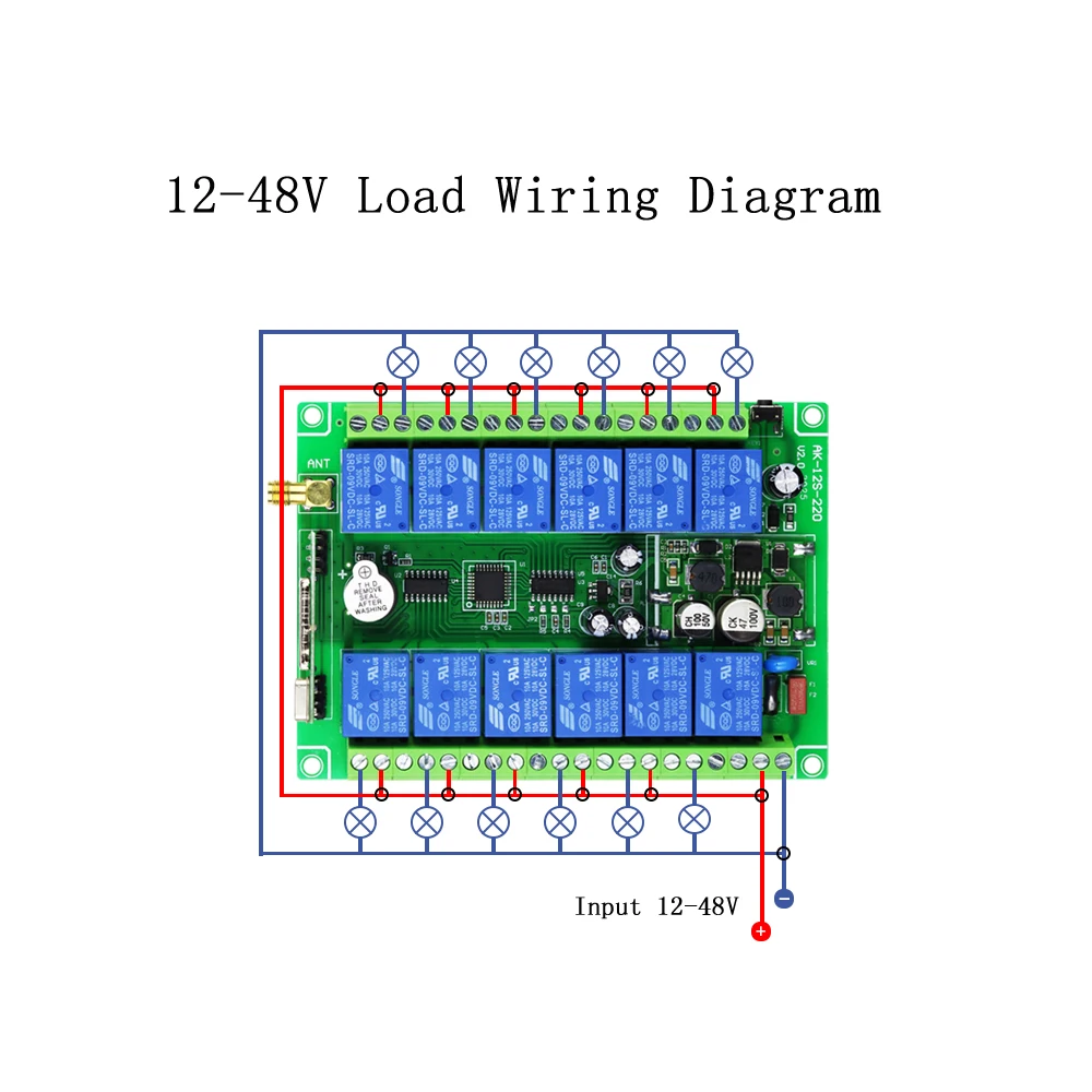 DC 12V 24V 36V 12CH 433M RF Wireless Remote Control Switch Radio Receiver Module 10A Relay Industrial Grade & Gate Garage opener