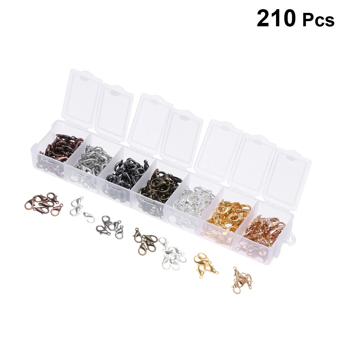 Assortiment de fermoirs à homard, 210 pièces, Clips ronds en céramique en alliage de Zinc pour la fabrication de bijoux, collier, Bracelet, porte-clés, artisanat