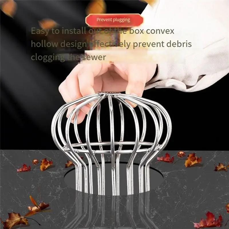 AEE8-Stainless Steel Gutter Guard Downspout Gutter Guard Filter Strainer Protection Anti-Clogging Cover Outdoor Patio