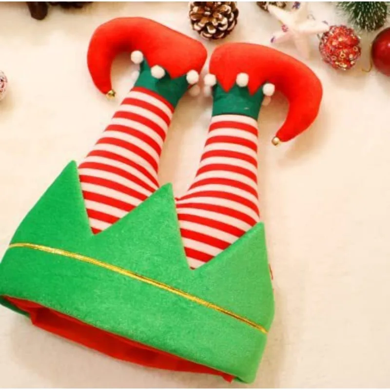 Christmas Funny Creative Santa Hat Elf Clown Red Trouser Legs Santa Hat Christma Party Supplies Adult Xmas Gift Decoration