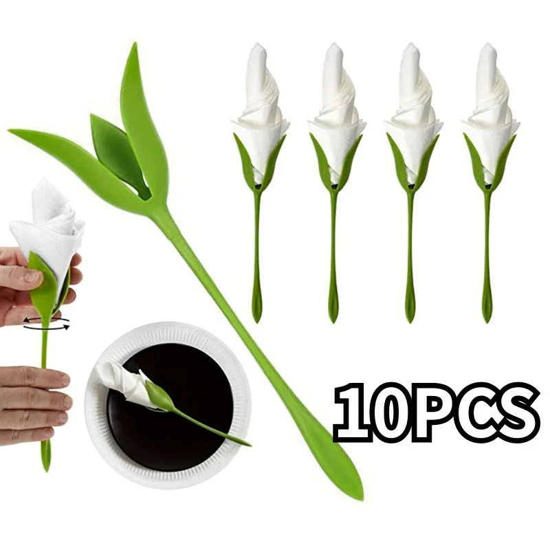 10 porte-serviettes floraux élégants - Convient pour les mariages, les fêtes, les décorations quotidiennes de centre de table - Porte-serviettes tendance