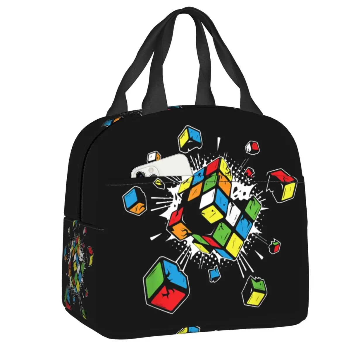 Exploding Rubix Rubiks Magic Cube Resuable Lunch Box Math Gift Cooler Thermal Food Insulated Lunch Bag Kids School Children