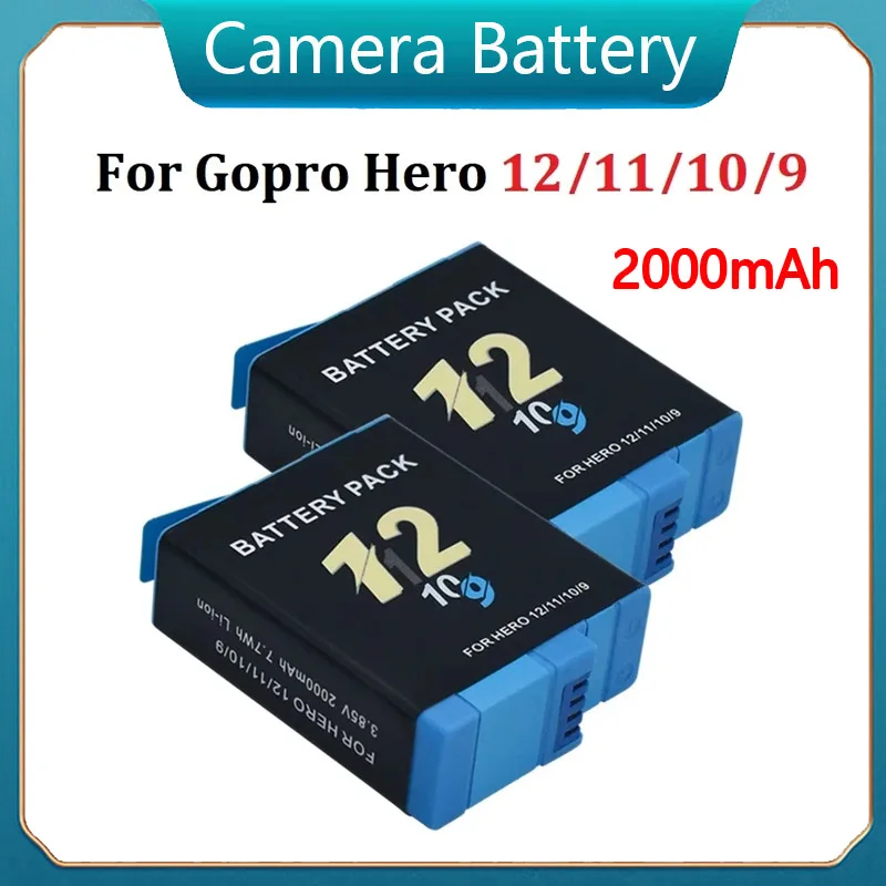 

For Gopro Hero 12 Battery 1800mAh Li-ion Battery Pack Motion Camera Battery Storage for GoPro 9 10 11 12 Rechargeable Batteries