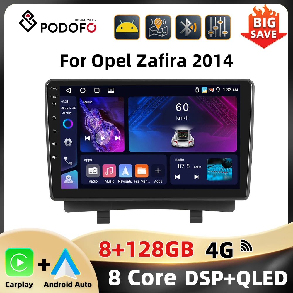 Tobar Podofo 8core 2din Car Radio for Opel Zafira 2014 Multimedia Player