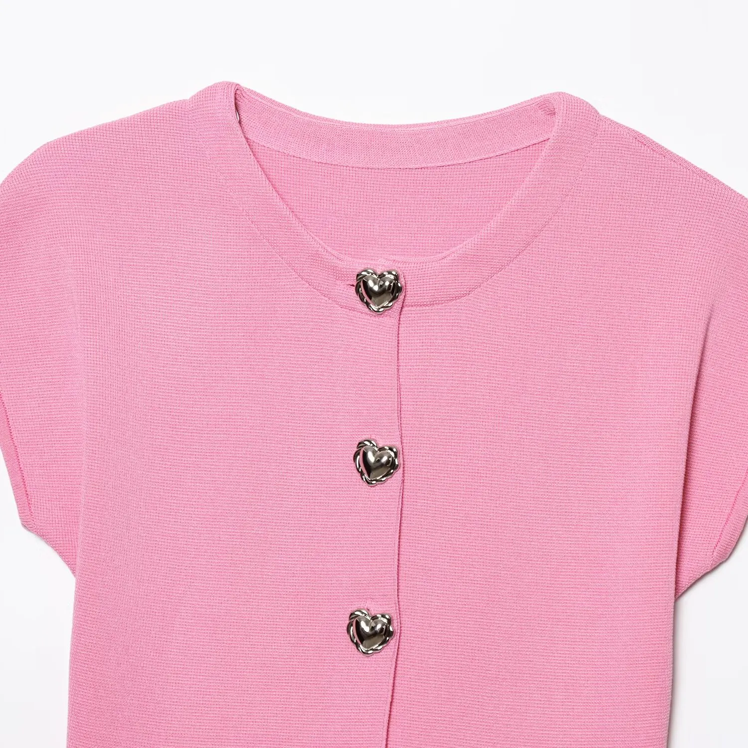 

JNLEAOG Women's Knitted ort Sve round Ne Heart aped Button Top Autumn New Sle Polyester Fiber Straight Cut irt