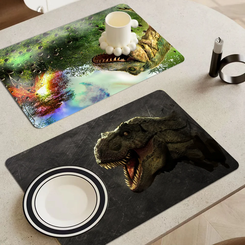 

3D Cartoon Jurassic Park Dinosaur New Super Absorbent Coffee Dish Kitchen Absorbent Draining Mat Drying Mat Quick Dry Bathroom