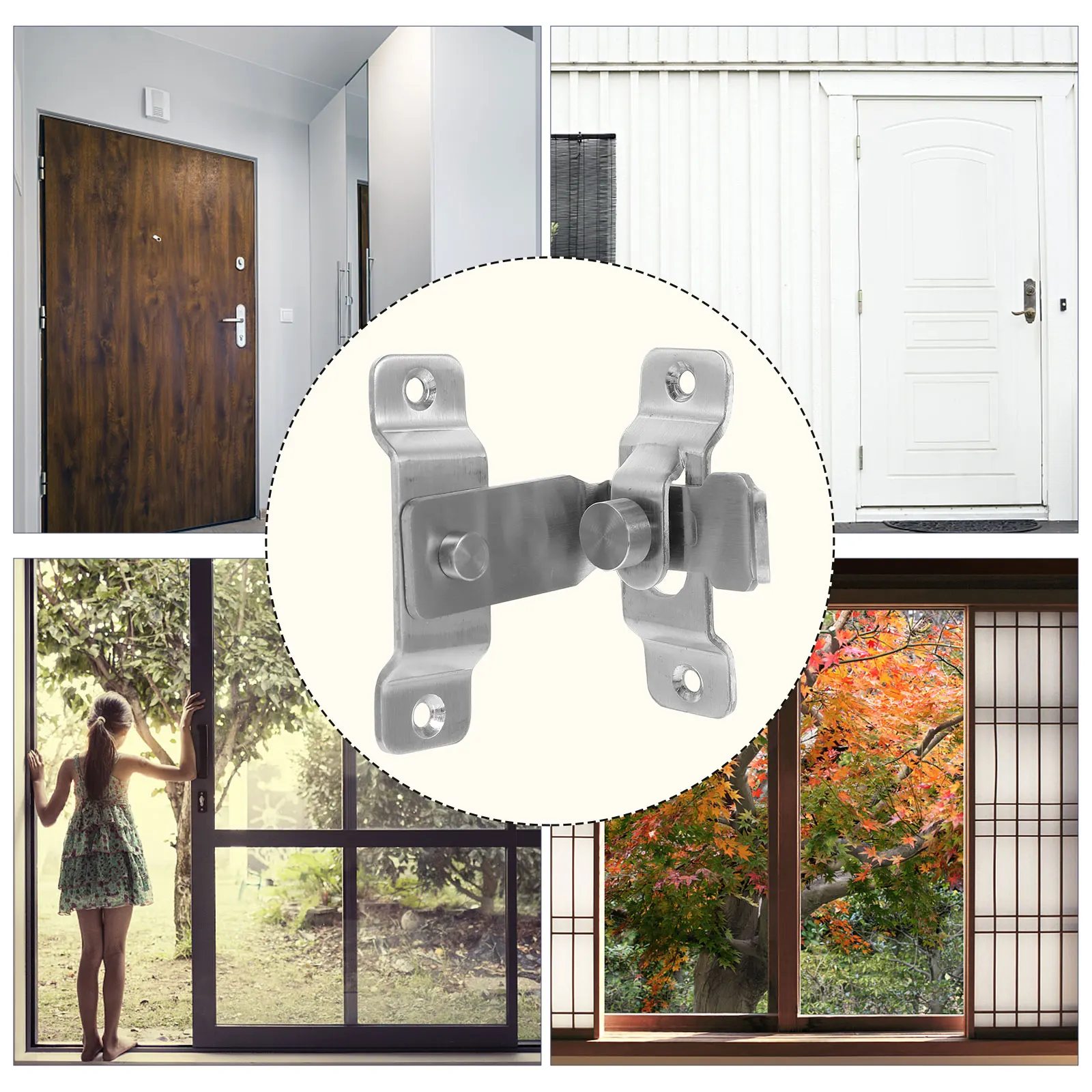 2 قطعة قفل بمزلاج من الفولاذ المقاوم للصدأ قفل مسمار الباب الثقيل للأماكن الداخلية والخارجية انزلاق باب الحظيرة نافذة الأمن