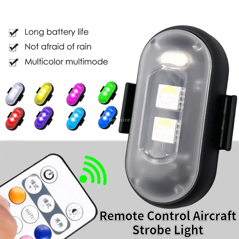 8Colors Universal Led Aircraft Strobe Lights Motorcycle Anti-collision Warning Light with USB Charging Turn Signal Indicator