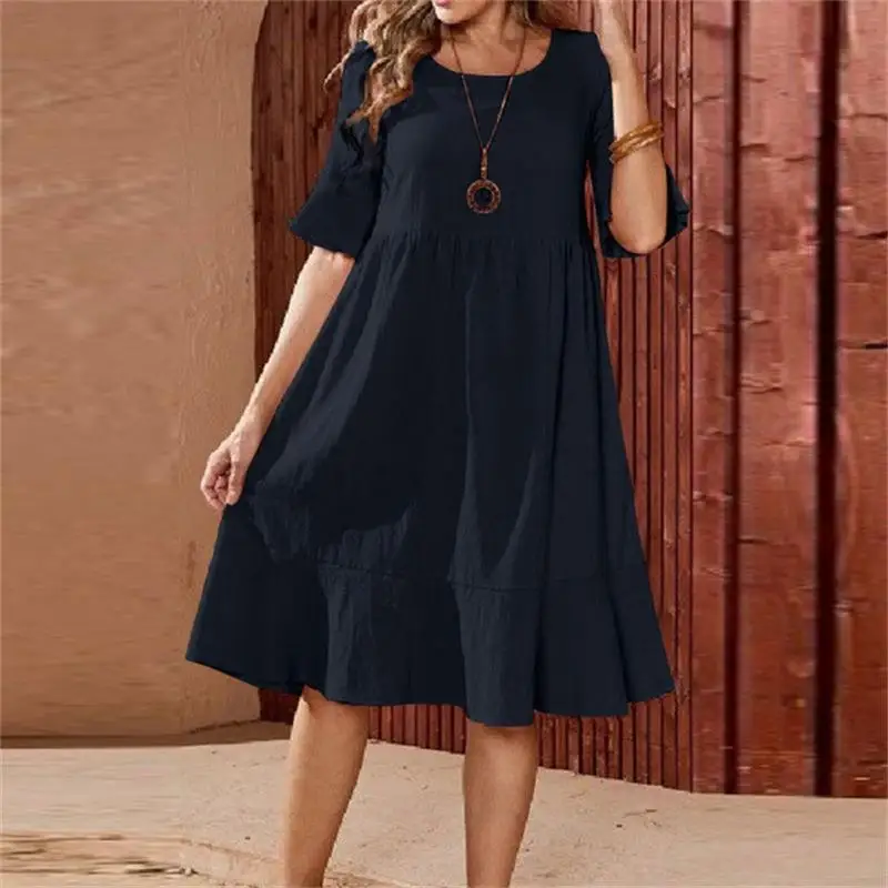Pantaloni da donna rotondi casual in cotone e lino, comodi, traspiranti, ecologici, per donne di mezza età e ly