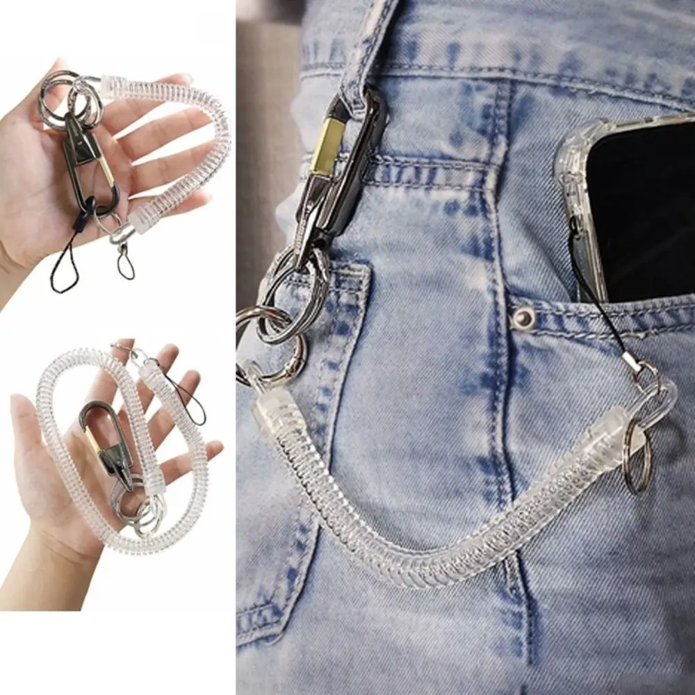 

Anti-Lost Rope Phone Telescopic Lanyard Spring Metal Buckle Mobile Phone Spring Strap Spring Type Universal Phone Safety Tether