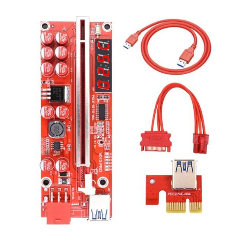 

PCIE Riser 013 Pro Card PCI Express 1X To 16X Удлинитель USB3.0 6-контактный кабель Riser для видеокарты GPU Bitcoin Miner
