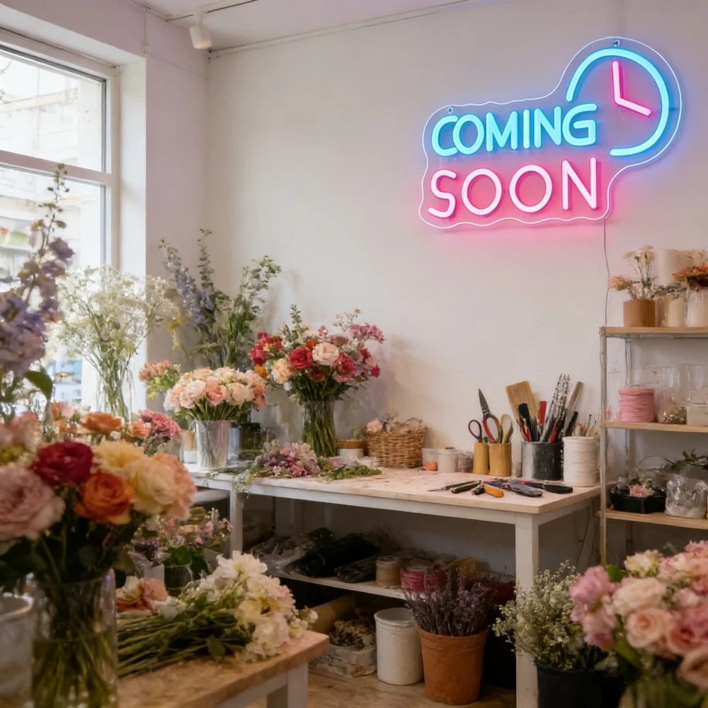 Coming Soon Neon Sign LED Marquee Light for Shop Opening Restaurant Cafe Event Countdown Decor Pre Launch Business Gift
