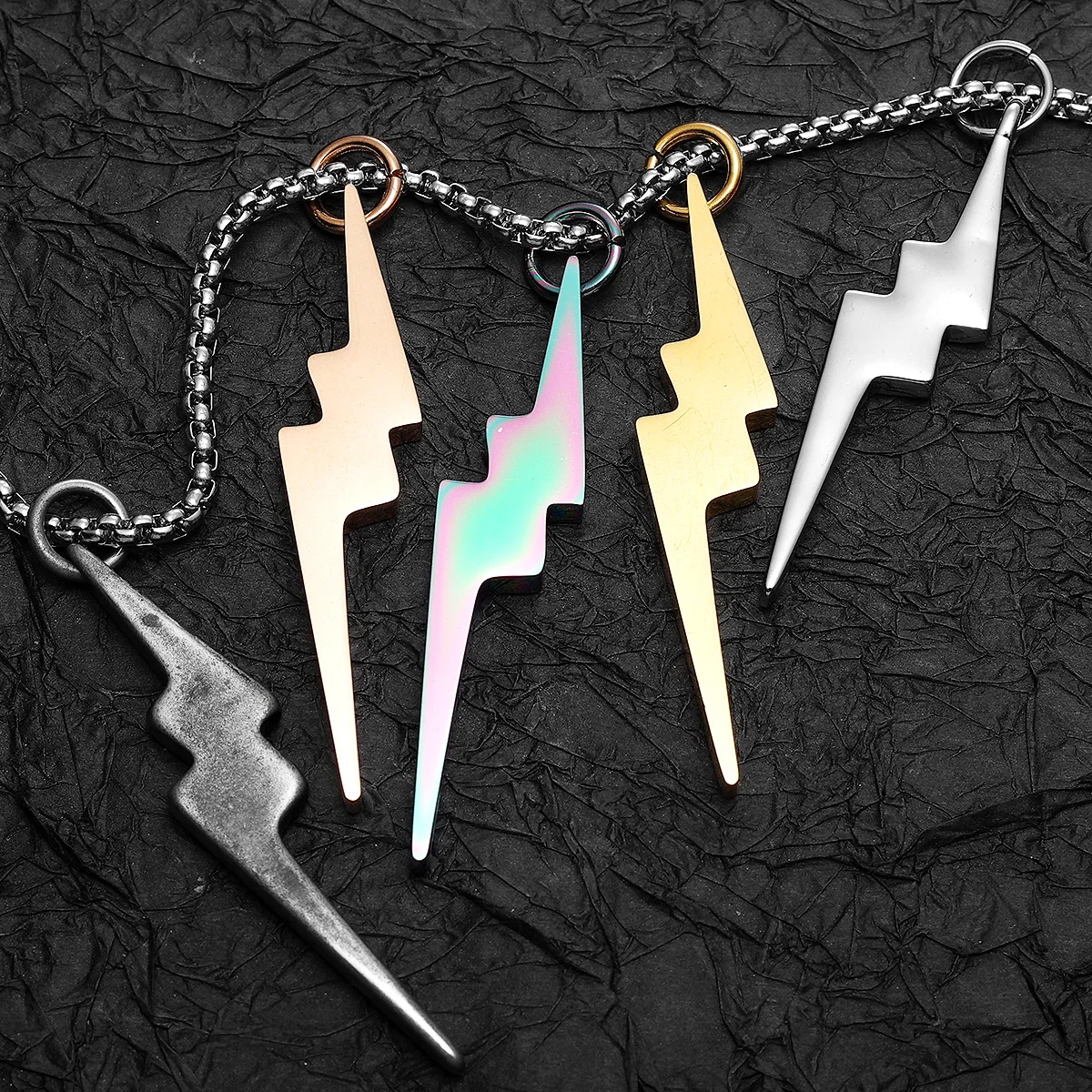 

Lightning Thunder Men Necklaces With Pendant Stainless Steel Jewelry For Male Women Punk Hip Hop Accessories Gifts Wholesale