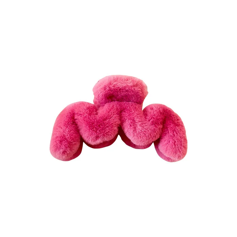 New Plush Hair Claw Women Elegant Acrylic Hairpins Faux Fur Hair Clip Barrette Crab Headwear for Girls Hair Accessories