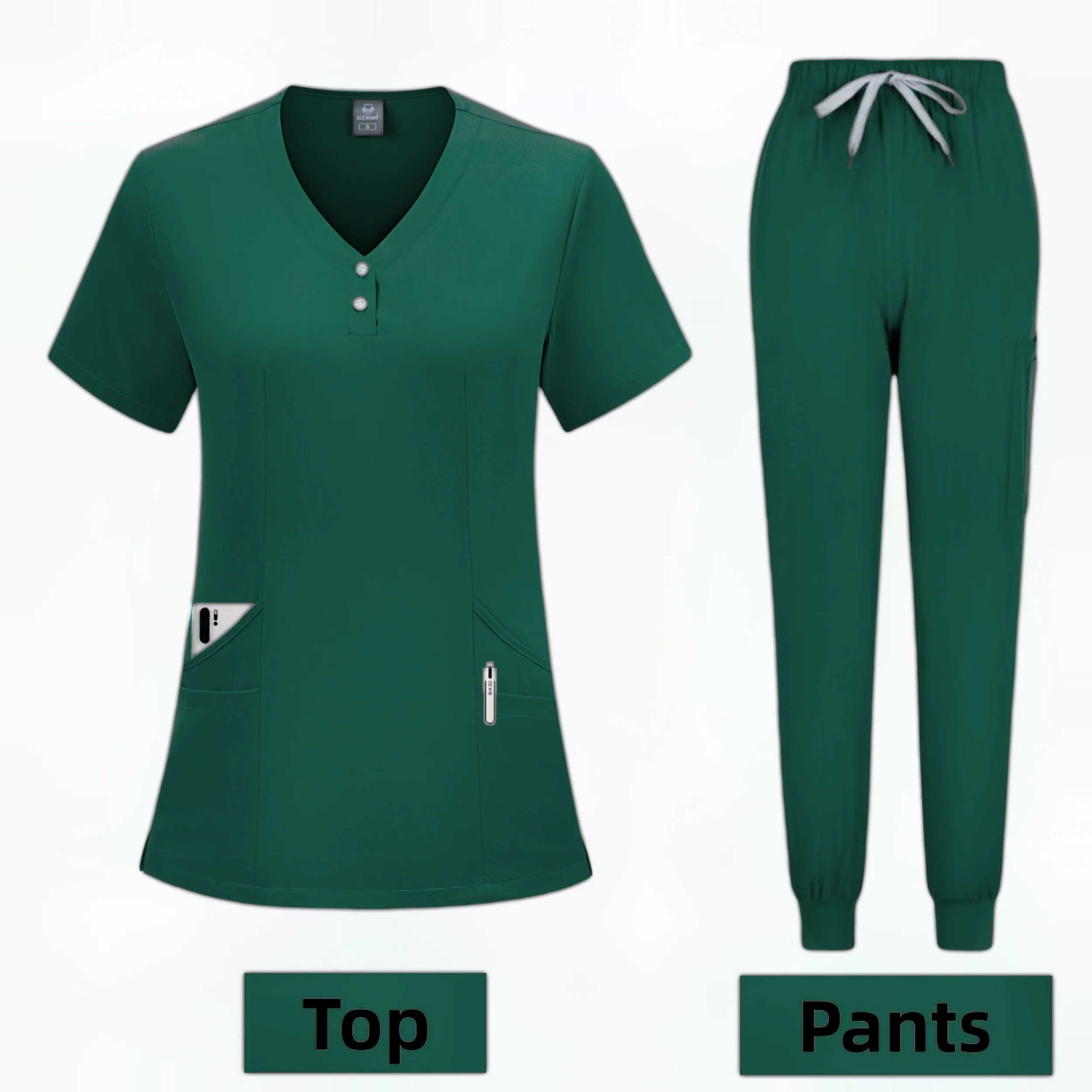 

Surgical Uniforms Woman Scrub Set Medical Nurse Beauty Salon Workwear Cical Scrubs Top + Pant Spa Doctor Nursing Tunic Suit