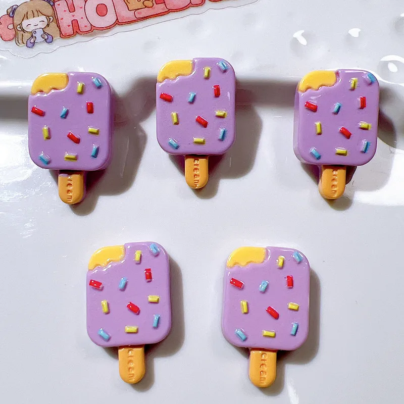 10Pcs Kawaii Cartoon Popsicle Resin DIY Shoes Hat Icebox Barrette Mobile Phone Case Scrapbook Cream Glue Flat Back Resin