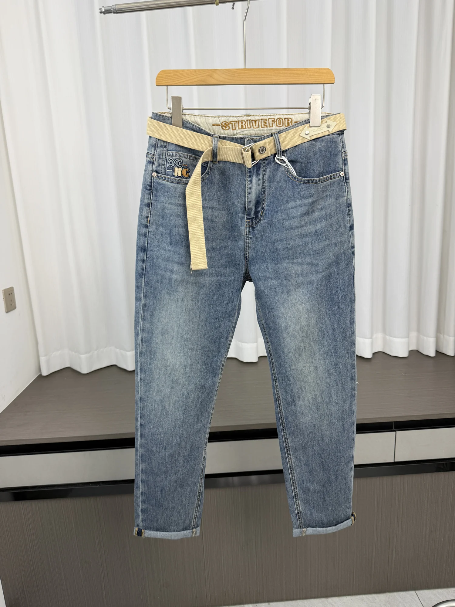 

Men's Summer Casual Stretchy Jeans Breathable Comfortable Fit Style Youth mid Waist Zipper Straight Leg Other Material 100%
