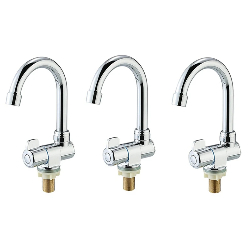 

3X Rotation Copper Basin Faucet Cold Deck Kitchen Folding Caravan Bathroom Tap For Marine Boat Deck Camper