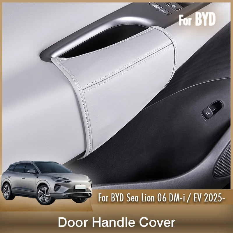 

For BYD Sealion Sea Lion 06 DM-i EV 2025 2026 LHD Leather Full Cover Car Door Handle Protector Anti wear Decoration Accessories