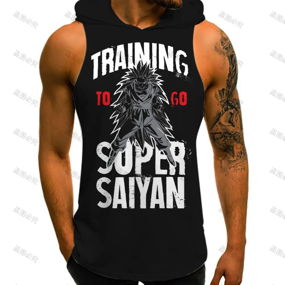 Vest With Hood Trend Dragon Ball Z Sleeveless Shirts Summer Harajuku Style Running Tank Top Men Y2k Clothes Goku Streetwear 2022