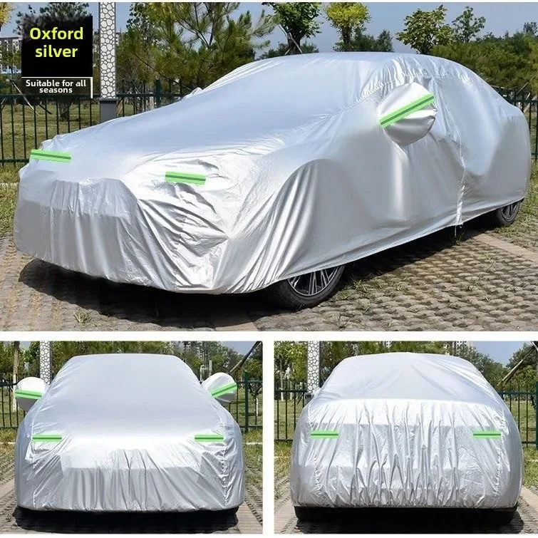 Housse de voiture complète extérieure noire, pare-soleil, protection contre la poussière avec bandes réfléchissantes, universelle pour berline, SUV et hatchback.