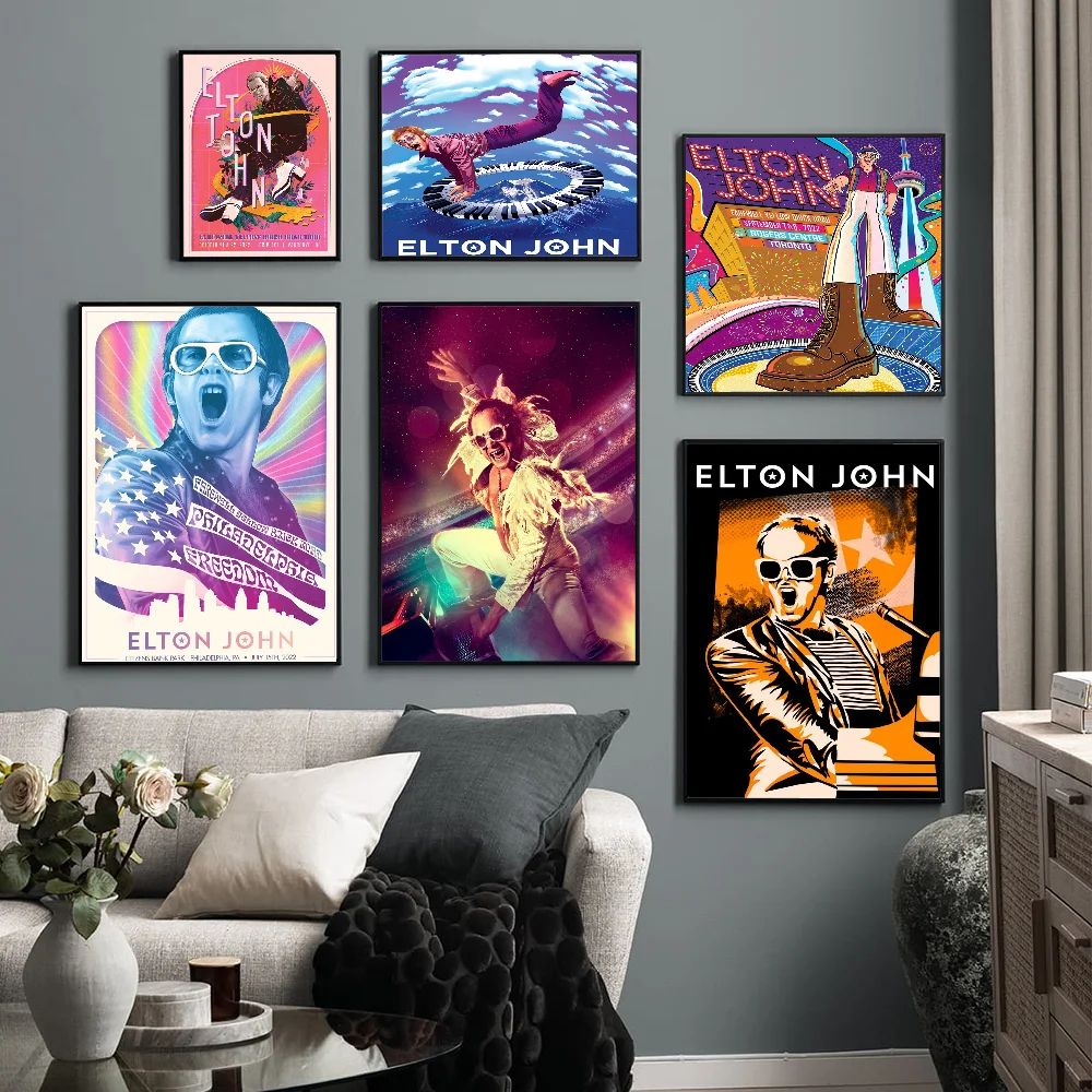 Elton John DIY Sticky Poster Vintage Room Bar Cafe Decor Home Decor