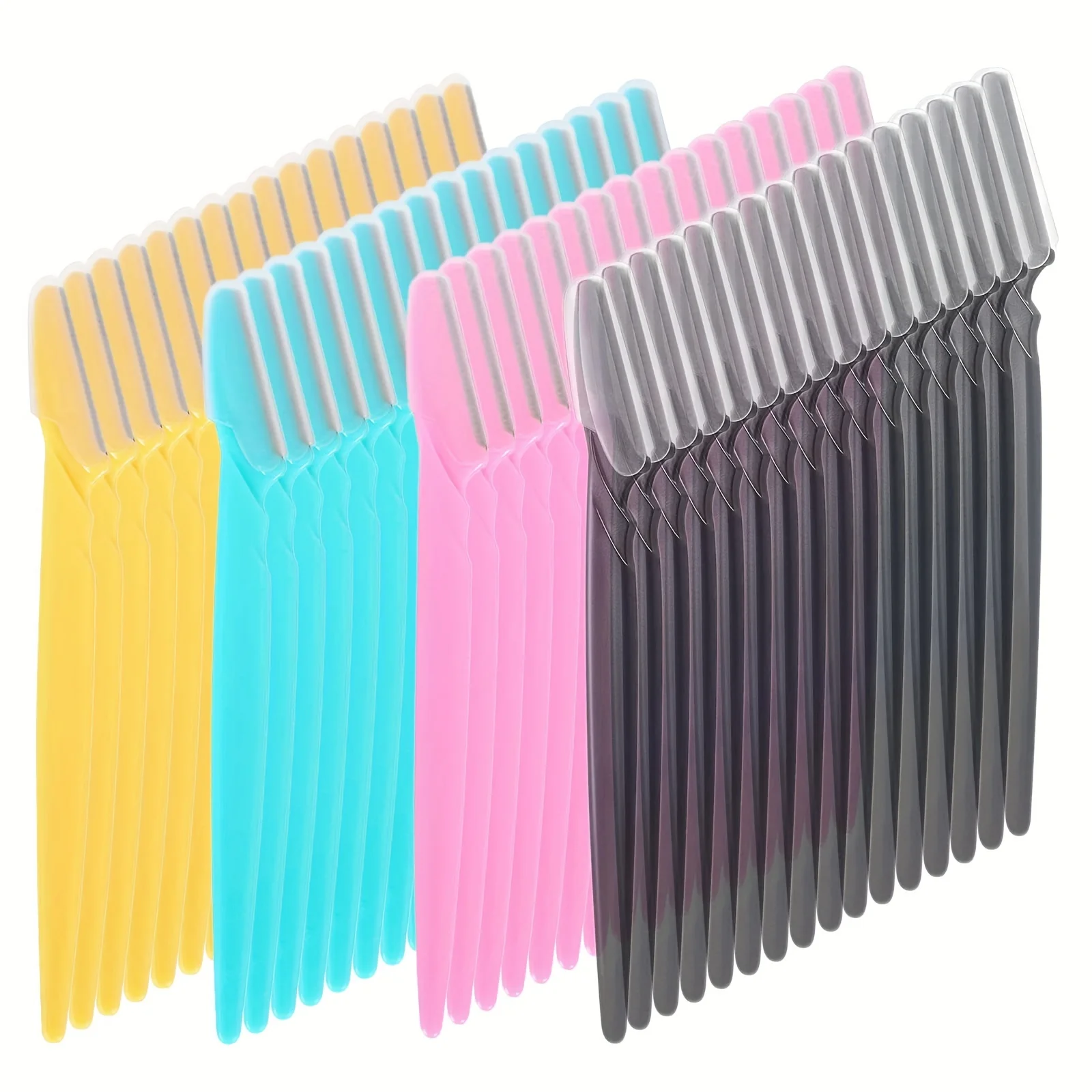 64 Eyebrow Trimmers in 4 Colors, Suitable for Beginners, Facial Hair Removal Tools, Facial Eyebrow Razors, and with Protective Covers