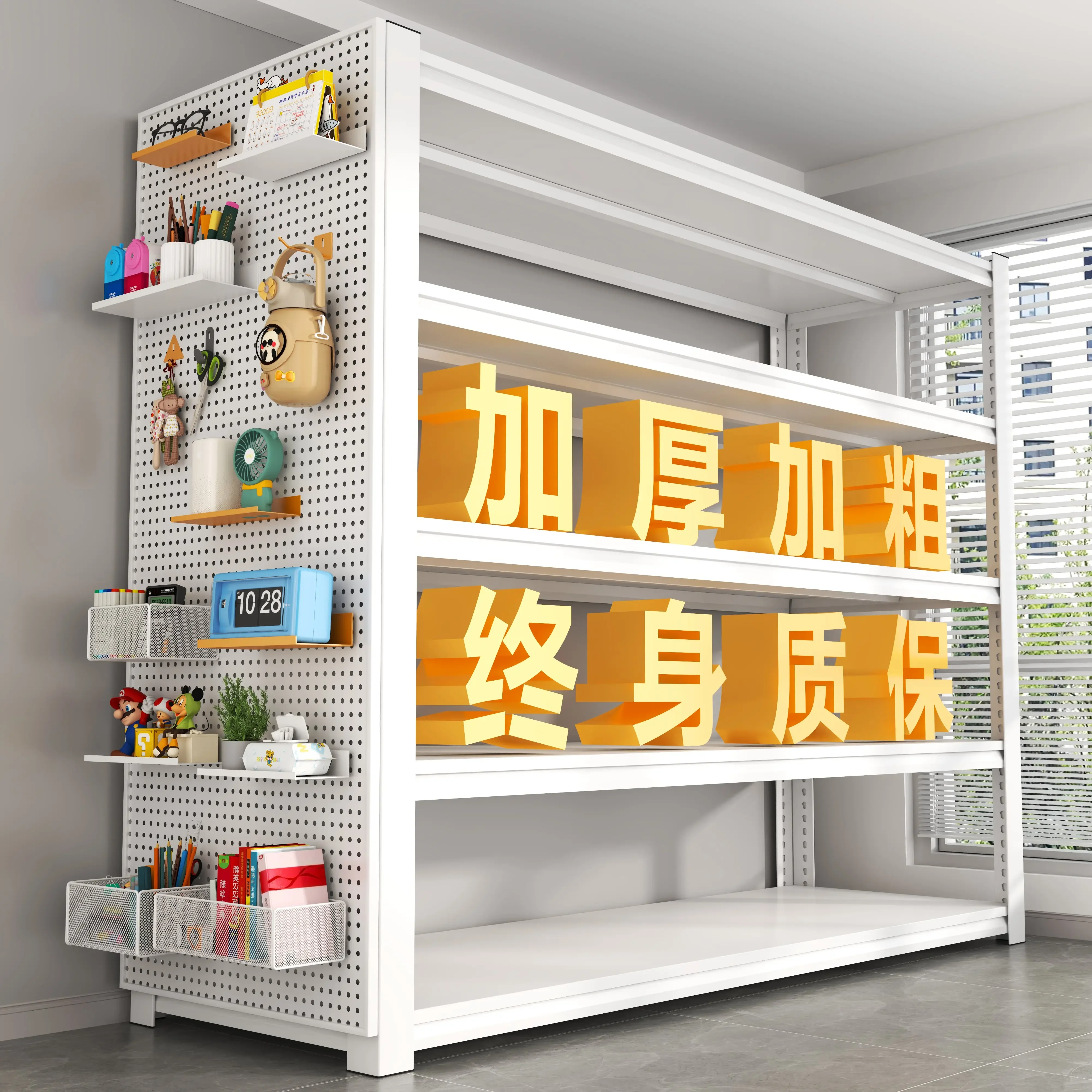 

Household steel bookshelf Floor shelf Simple student bookcase Bedroom Living room Multifunctional display Storage shelf