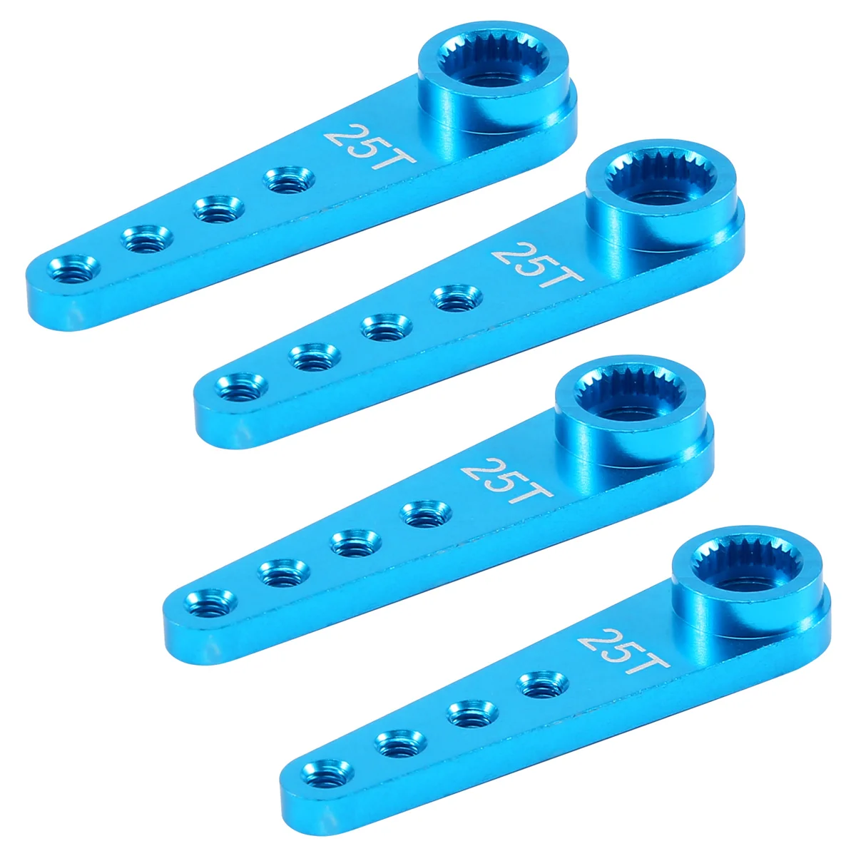 4PCS 37Mm 25T Bocina de brazo servo de dirección de extensión de metal para piezas de orugas de coche RC, azul