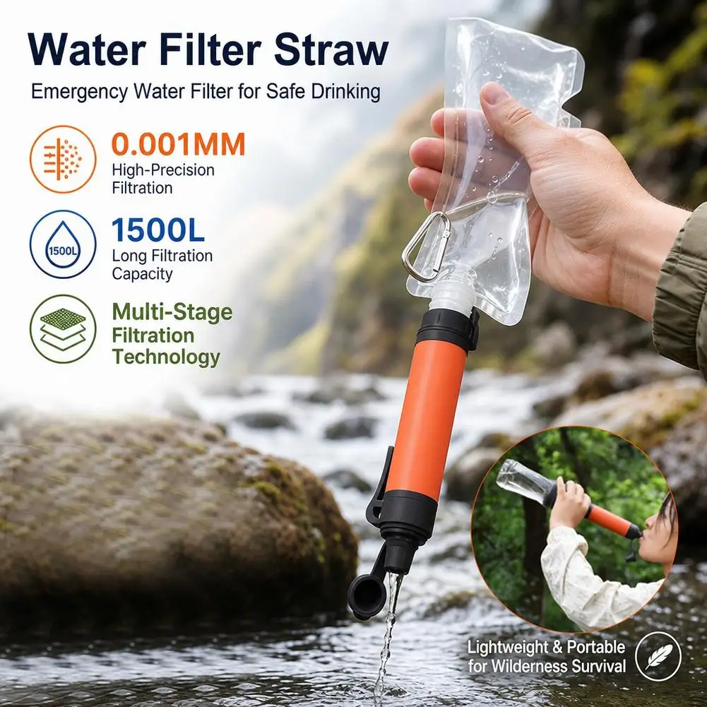 Outdoor Survival Outdoor Portable Life Direct Drinking Straw Filter Outdoor Water Purifier Filtration System