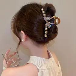 Maillard Sparkling Pearl Bow Large Hairpin for Japanese and Korean Girls Elegant and Fashionable Headwear Hairpin