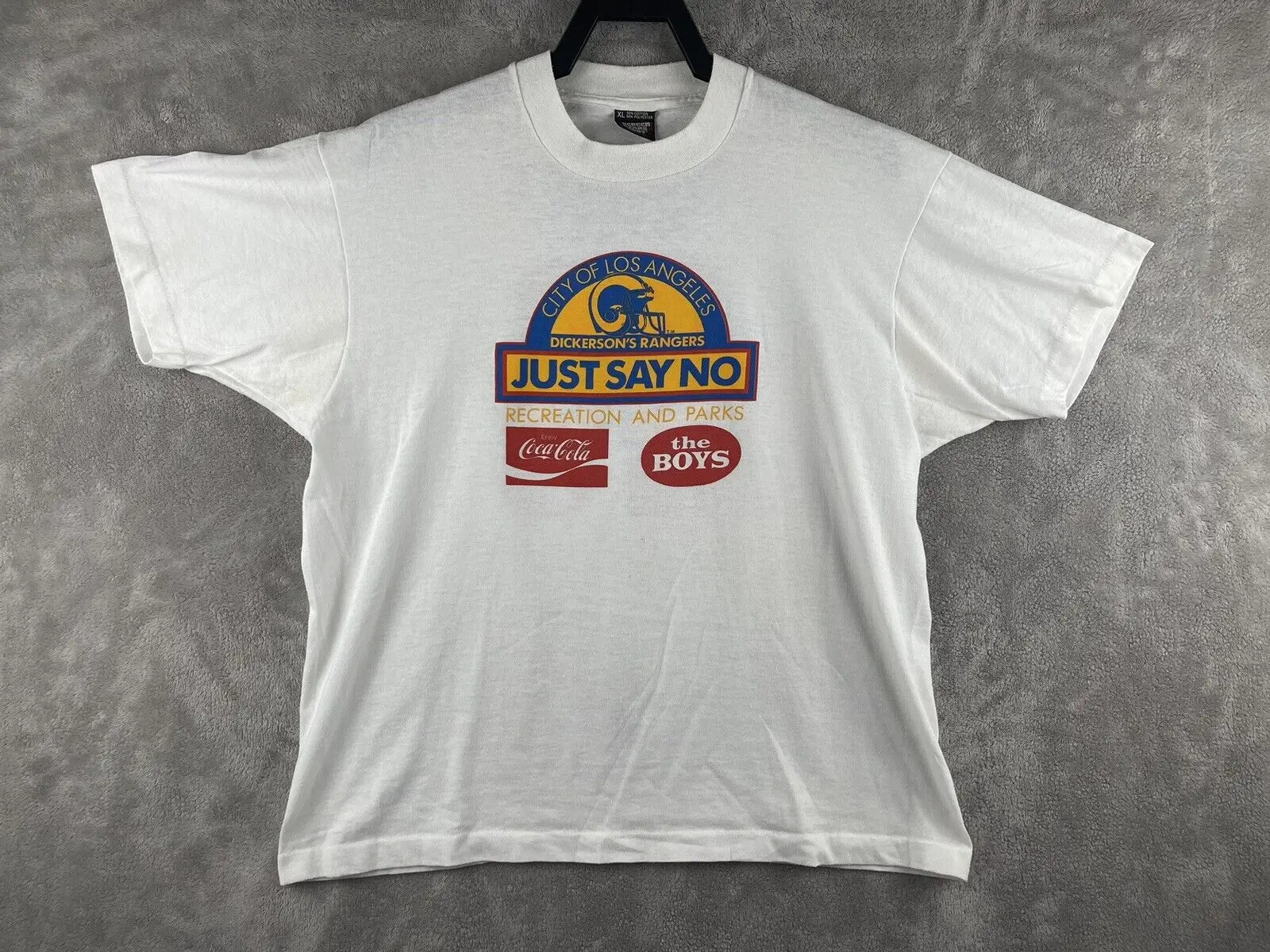 Vintage 1990S Just Say No City Of La Dickerson Äôs Rangers T Shirt White Size Xl