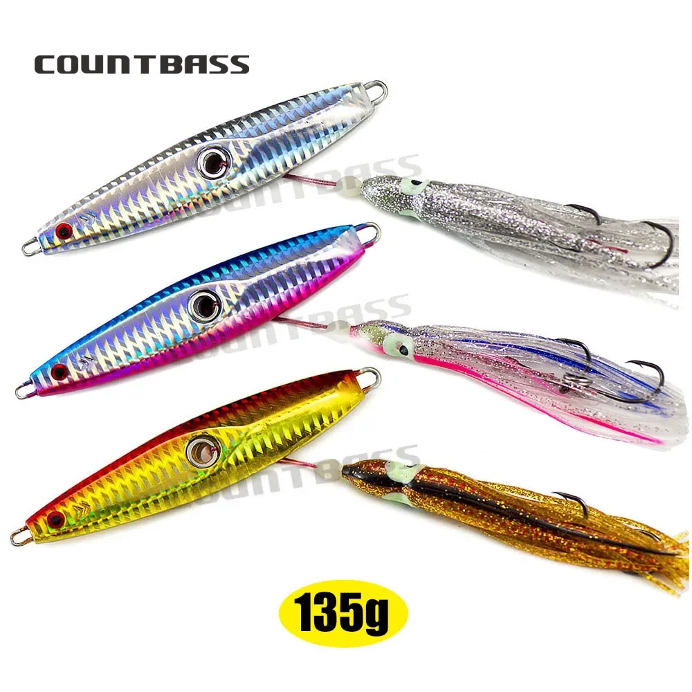 

3pcs 135g 4.8oz Countbass Inchiku Jig With Octopus Assist Hook, Salty Rubber Jigs, Snapper Fishing Lures