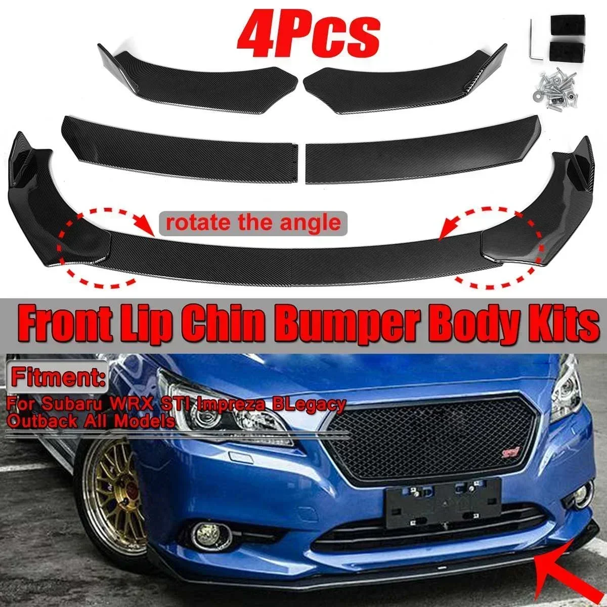 4pcs Car Front Lip Bumper Splitter Diffuser For Mazda 3 Axela 6 Atenza 2 3 5 6 CX 3 4 5 MX5 RX8 Miata 323 626 RX7 RX8 Body Kit