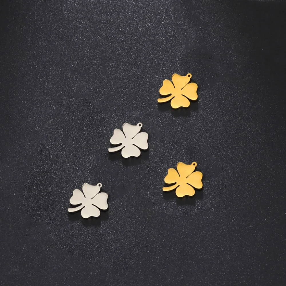 Teamer 10pcs Lucky Four-leaf Clover Pendant Charms For Jewelry Making Bracelet Necklace DIY Jewelry Accessories Craft Wholesale