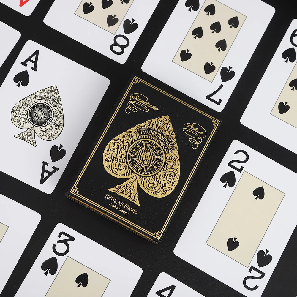 أوراق لعب بحافة ذهبية أو فضة ، مؤشر قياسي ، شخصية كبيرة ، ألعاب طاولة ، بوكر إبداعي ، بولي كلوريد الفينيل ، تكساس هولدم #3