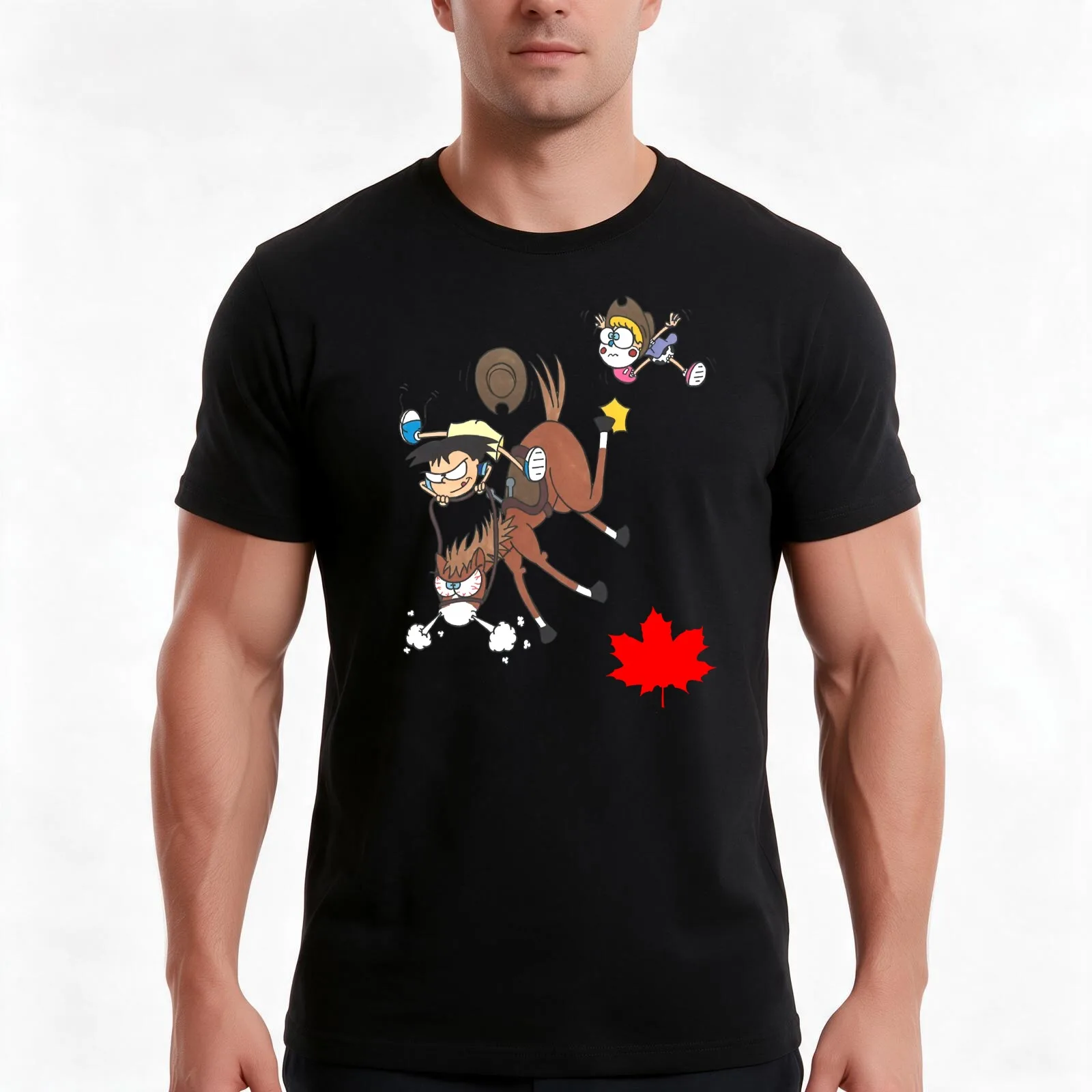 calgary stampede 3 T-Shirt, Summer Casual Cotton Tee, Oversized Streetwear Tops, Vintage Graphic Print, Loose Fit Short Sleeve