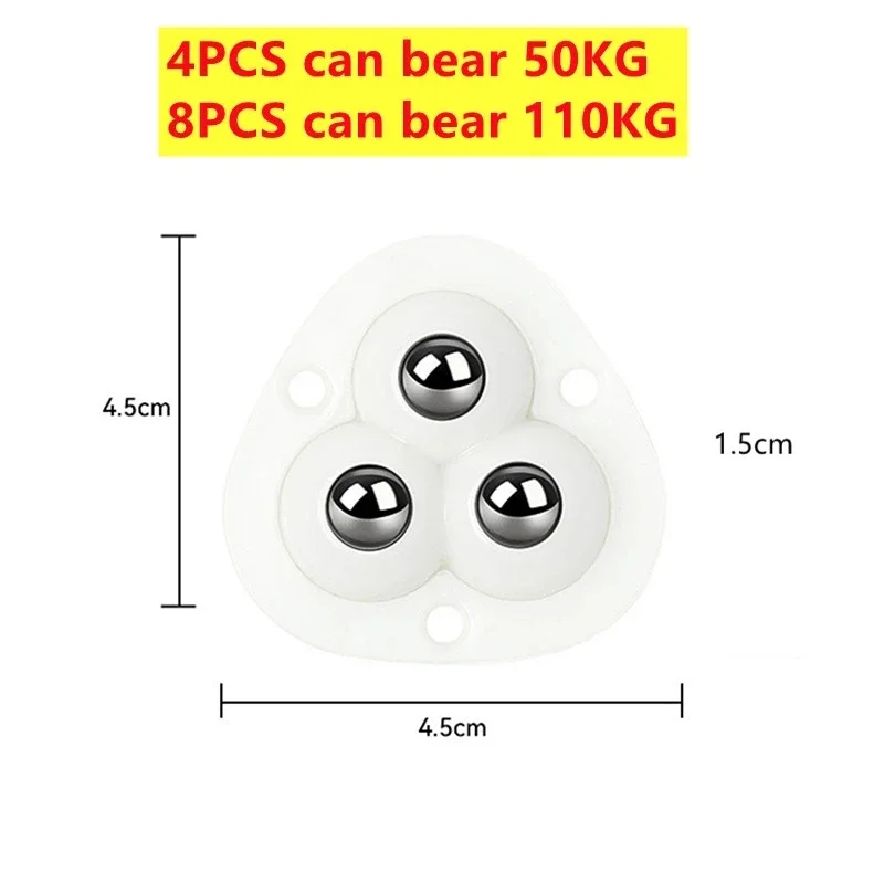 Ruedas de acero inoxidable autoadhesivas para muebles, rueda Universal pesada, rotación de 360 °, polea fuerte de 2/3 cuentas