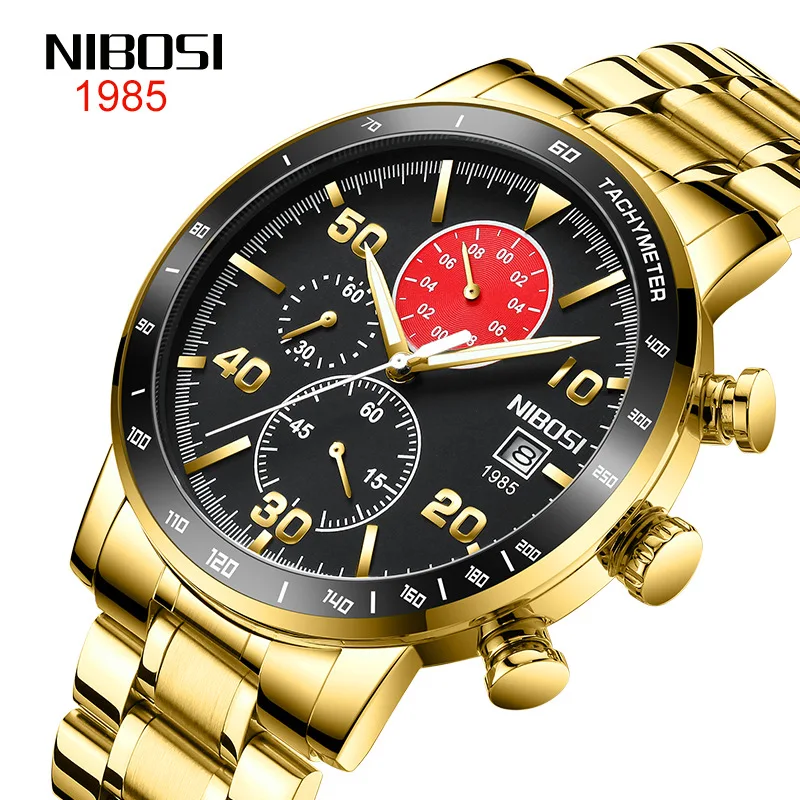 

NIBOSI Mens Watches Top Brand Luxury Chronograph Quartz Watch Stainless Steel Waterproof Sport Male Clock Relogio Masculino