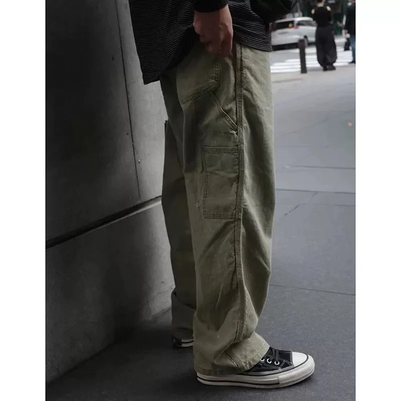 

NBHD Vintage Heavyweight Washed Distressed Straight Cargo Pants Work Pants Casual Pants Unisex