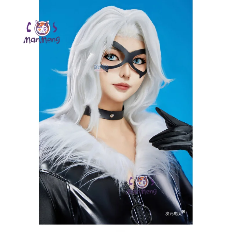 

Black Cat Cosplay Fortnit Felicia Hardy Costume Women Adult Halloween Black Leather Tight jumpsuit Props Mask Fantasy Uniform