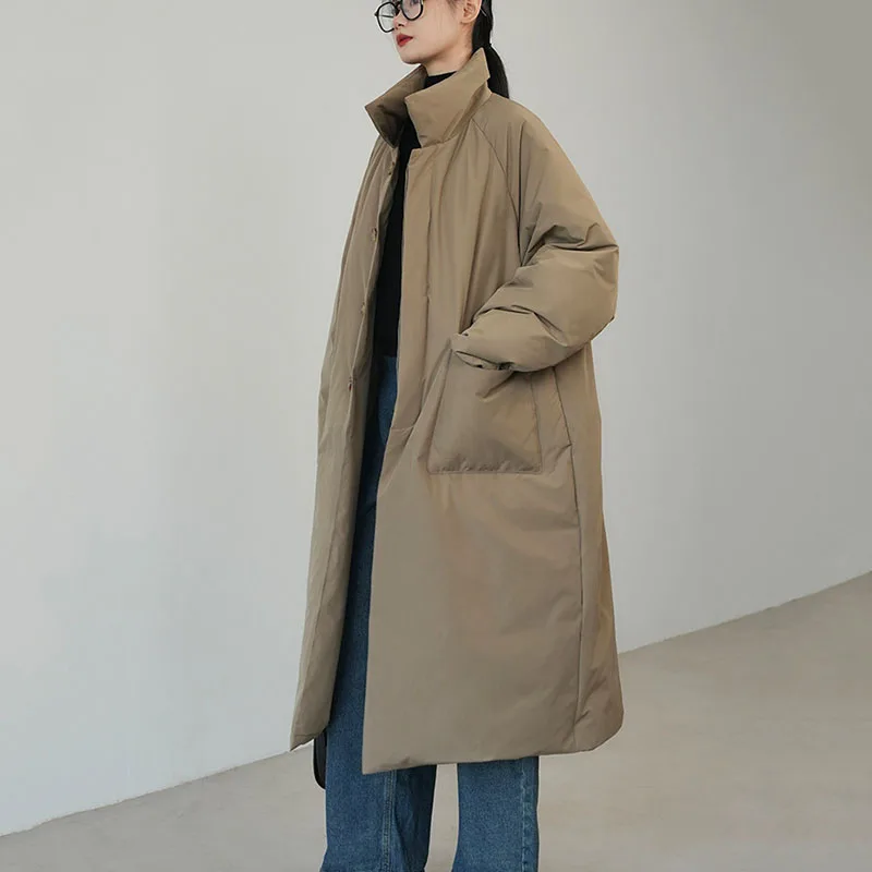 

Темпераментная модная куртка 2025, женская лоскутная хлопковая куртка, свободный воротник-стойка, однотонная пуховая хлопковая куртка, женская