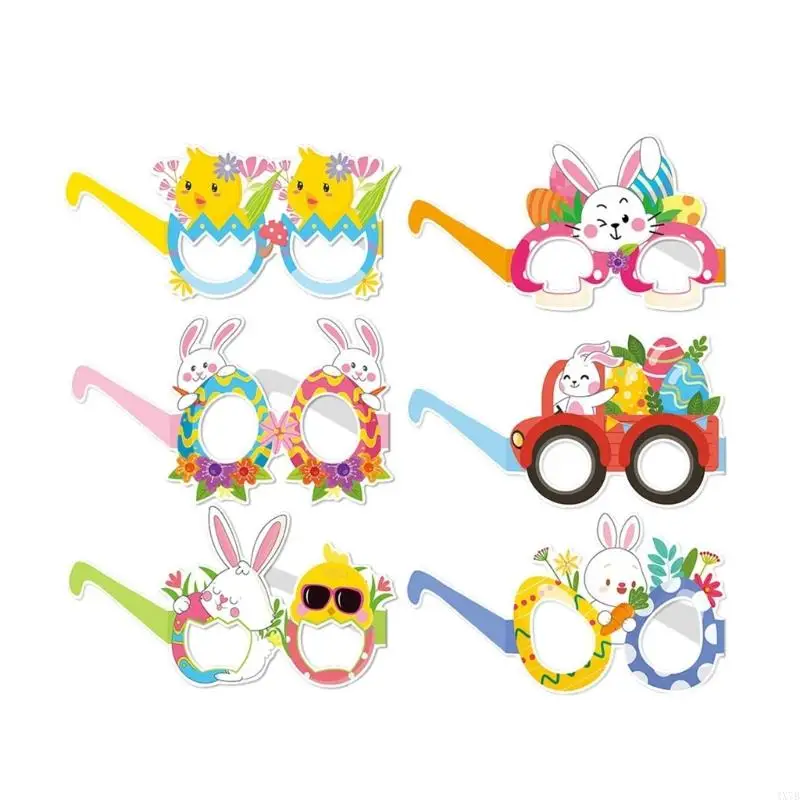

4X7B 6pcs Easters Photo Booth Props Paper Glasses Eyeglasses for Holiday Parties Use