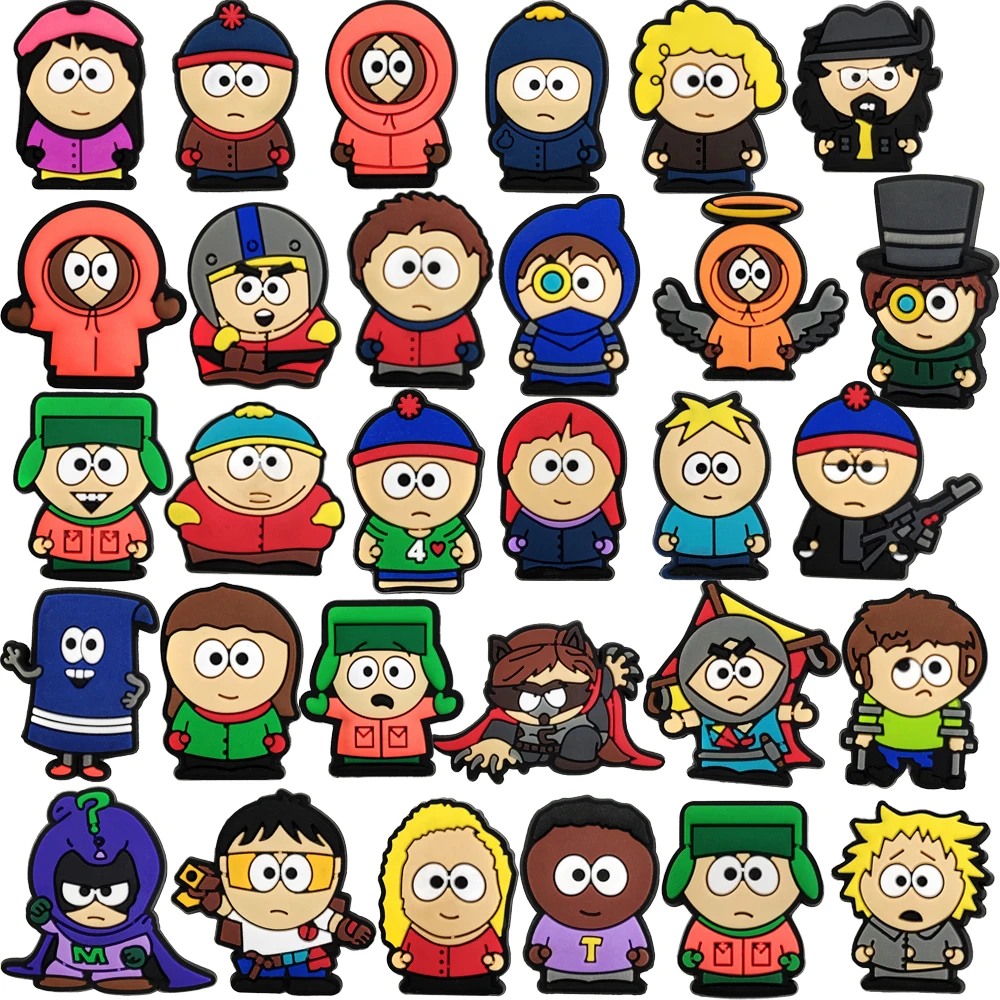 1-30pcs Cute South Cartoon Park Series PVC Shoes Accessories Fit with Hole wristbands DIY Shoe Decorations Buckle Kids Gifts image 3