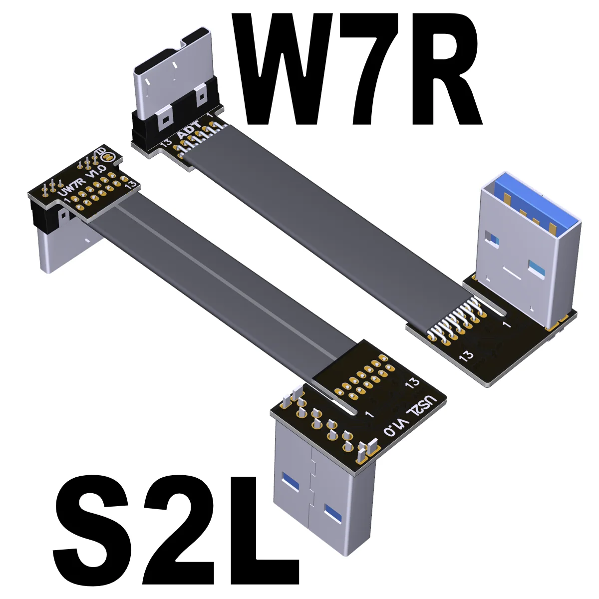 USB 3,0 Stecker zu Stecker flaches dünnes Kabel Typ A Konvertierung Micro-B Doppel winkel ADTLink