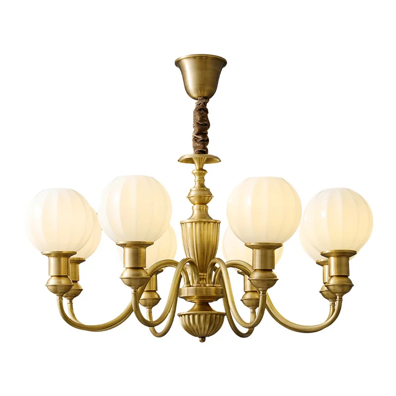 

American style, simple, hall, all copper, modern, light luxury, personality, creativity, living room, chandelier