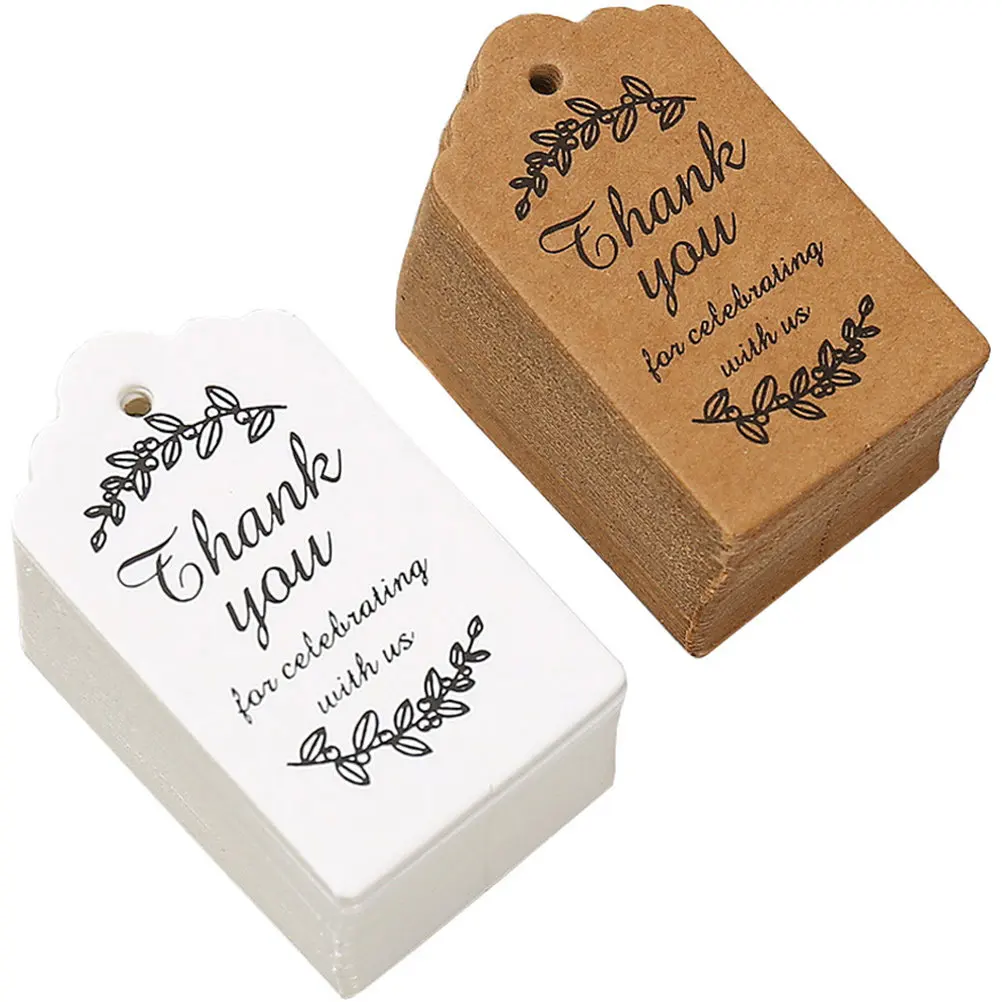 200Pcs Decorative Paper Gift Tags with String for Bottles Boxes Bags Handmade Thank You Tags Party Favor Labels Wedding Craft